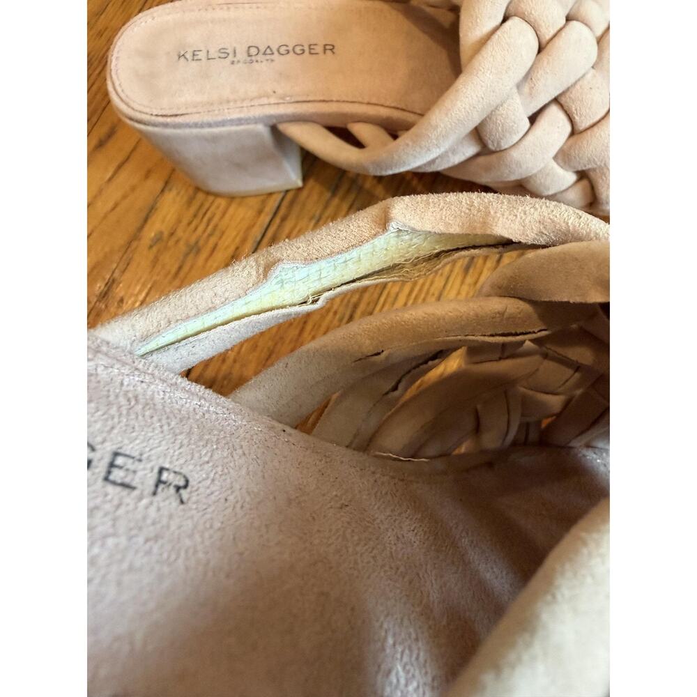 Kelsi Dagger Brooklyn Shoes Sandals Womens Size 6.5 Beige Suede Woven Block Heel - Picture 5 of 9